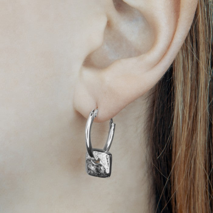 Organic Square Silver Hoop Earrings - Otis Jaxon Silver Jewellery