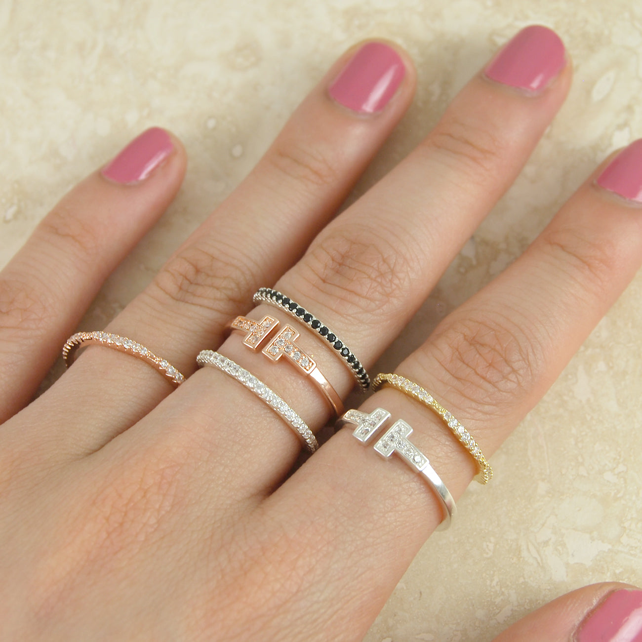 Gold and Rose Gold Eternity Ring - Otis Jaxon Silver Jewellery