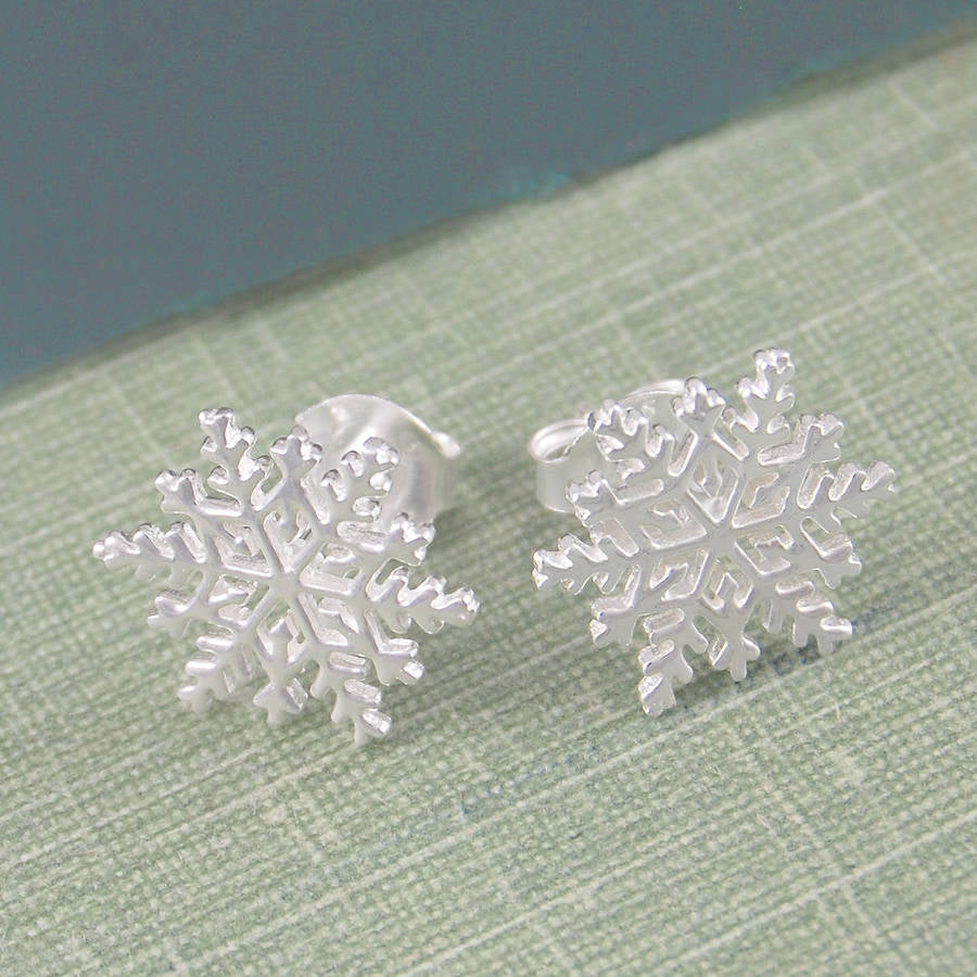 Silver Snowflake Christmas Stud Earrings- Otis Jaxon Silver Jewellery