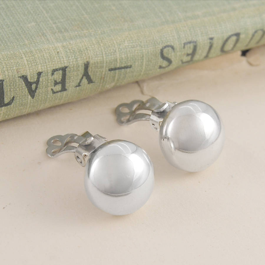 Domed Silver Clip On Half Ball Earrings - Otis Jaxon Silver Jewellery