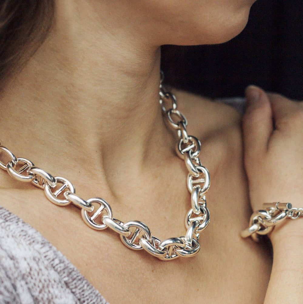 Sterling Silver Chunky Link Chain Necklace - Otis Jaxon Silver Jewellery