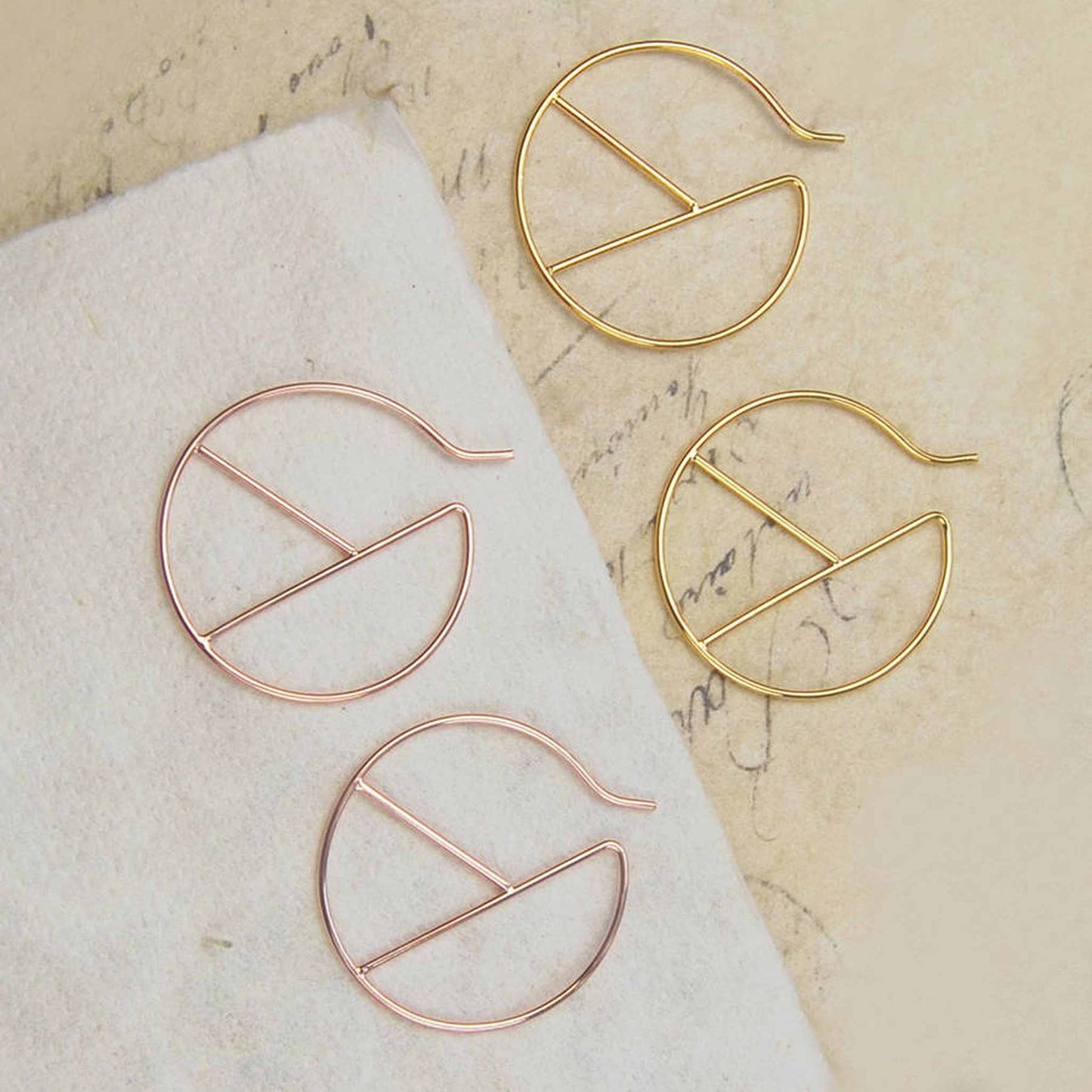 Geometric Gold Circular Wire Hoop Earrings - Otis Jaxon Silver Jewellery