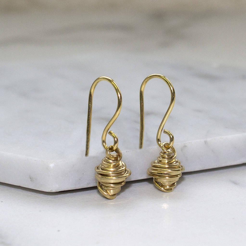 Gold Coil Silver Drop Earrings - Otis Jaxon Silver Jewellery