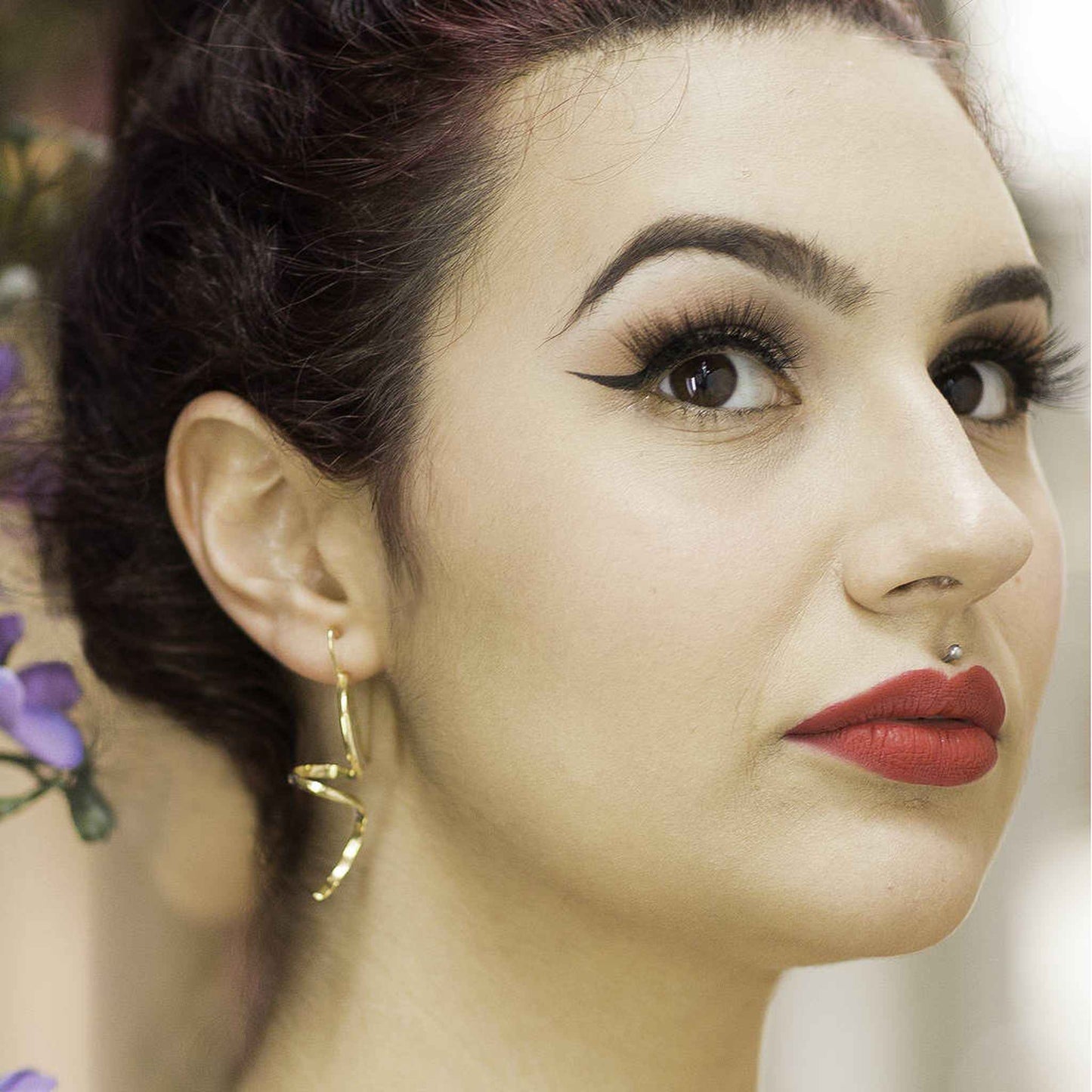 Spiral Gold Curl Drop Earrings - Otis Jaxon Silver Jewellery