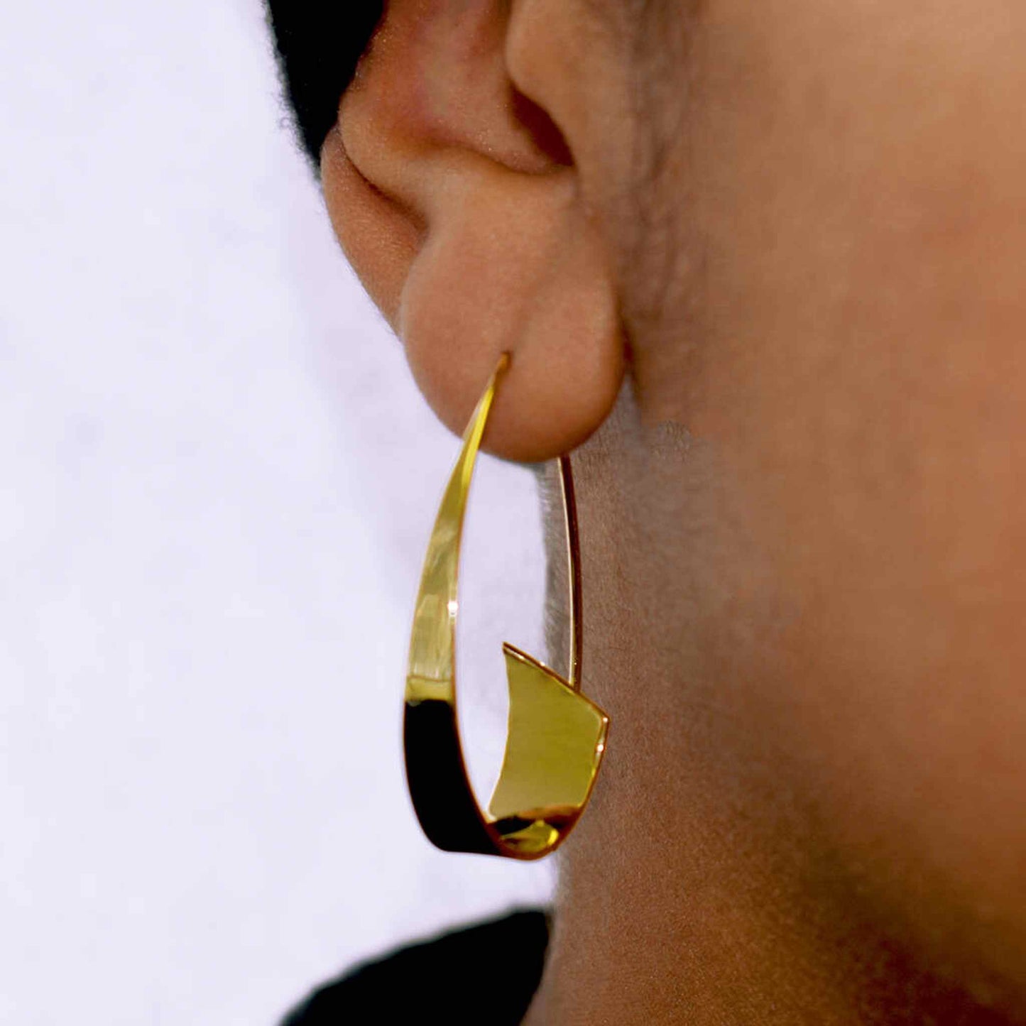 Curled Ribbon Gold Drop Hoop Earrings - Otis Jaxon Silver Jewellery