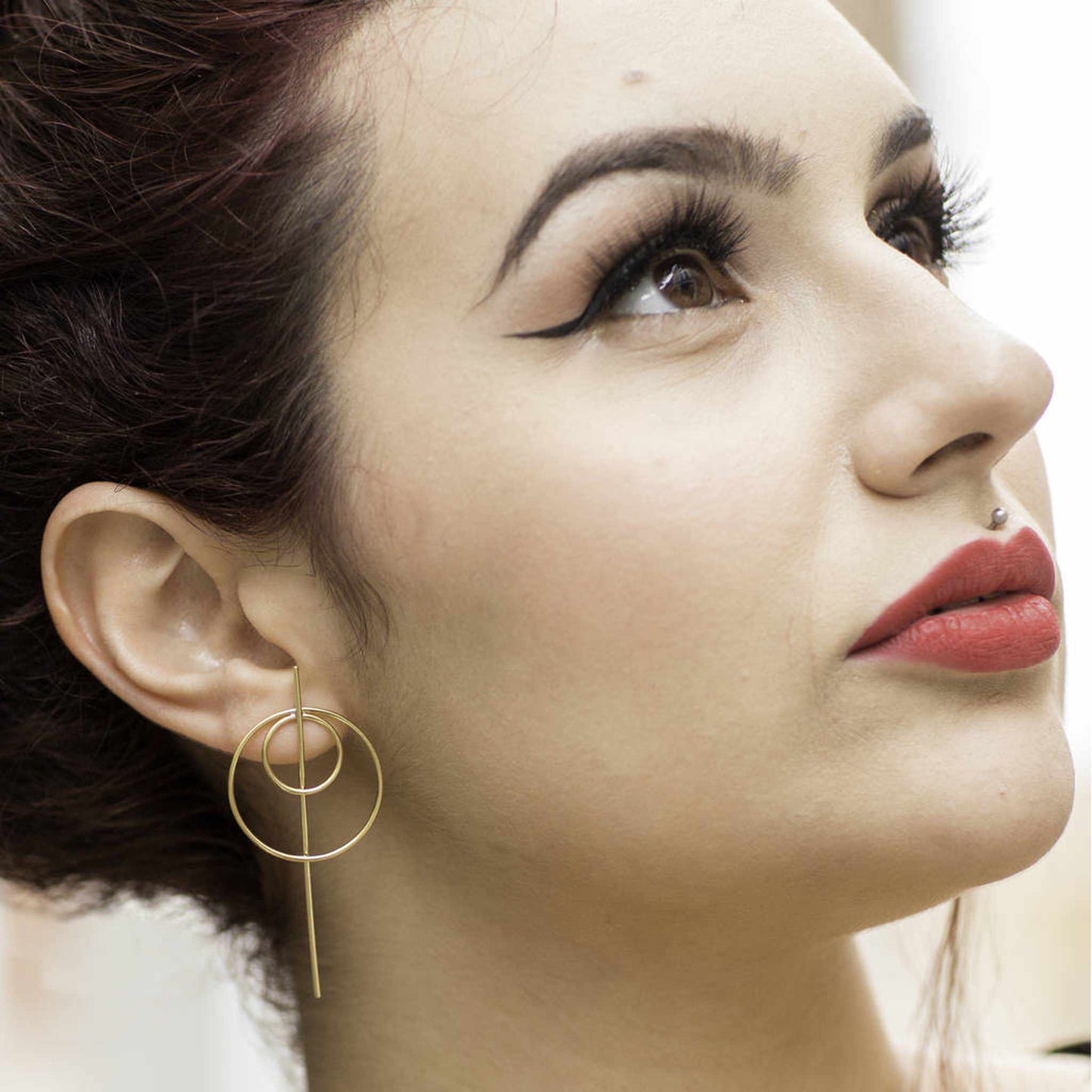 Gold Circle Stud Geometric Earrings - Otis Jaxon Silver Jewellery