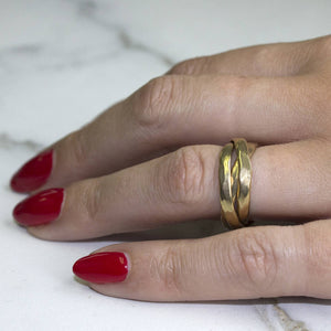 Gold Hammered Russian Wedding Ring - Otis Jaxon Silver Jewellery