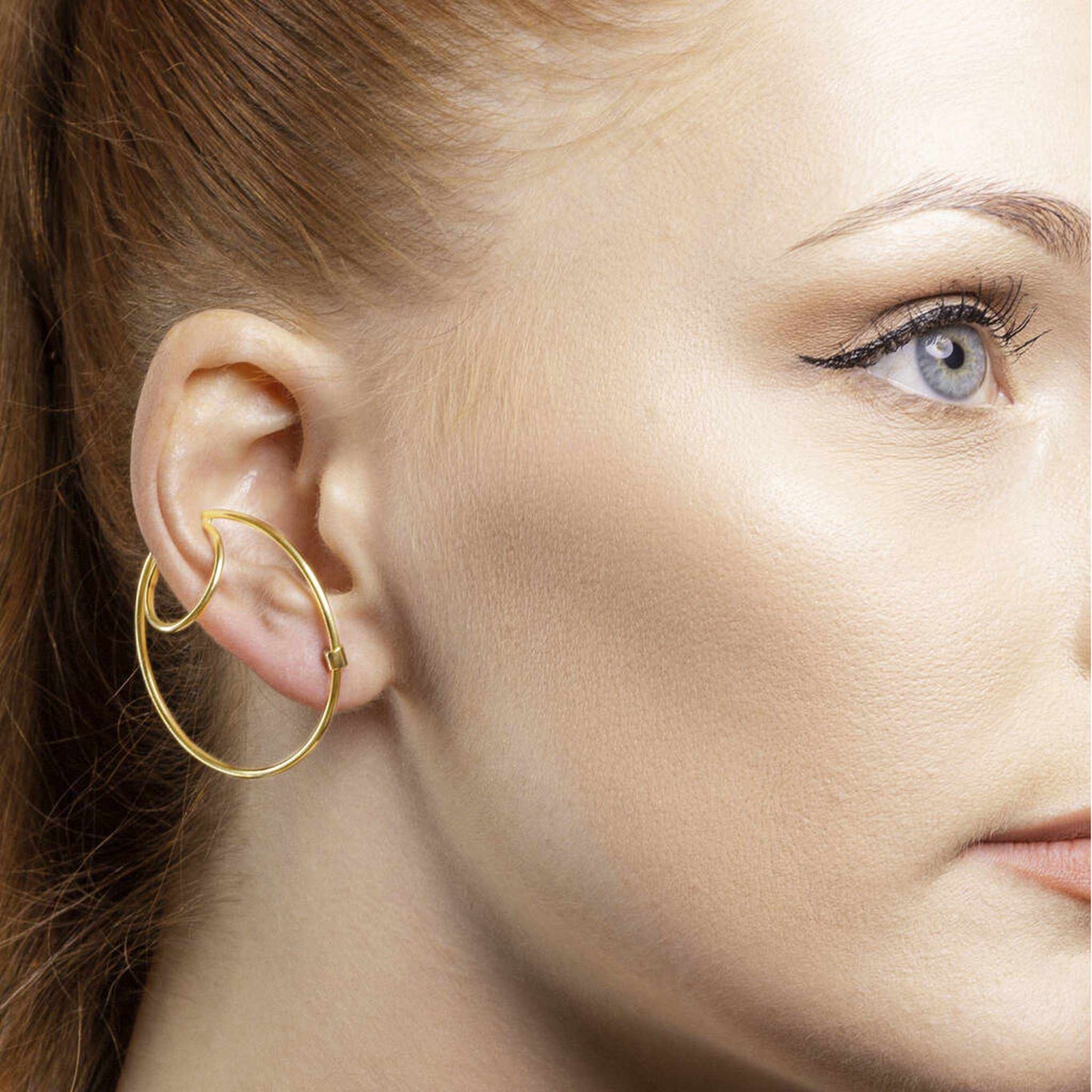 Gold Hoop Ear Cuff Stud Earrings – Otis Jaxon Silver Jewellery