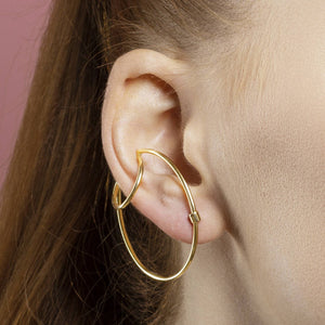 Gold Hoop Ear Cuff Stud Earrings - Otis Jaxon Silver Jewellery