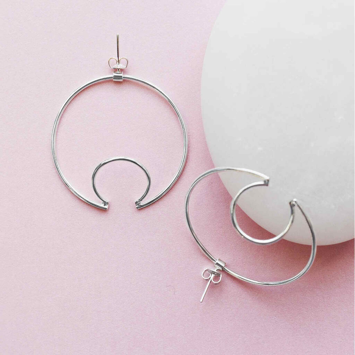 Sterling Silver Hoop Ear Cuff Stud Earrings - Otis Jaxon Silver Jewellery
