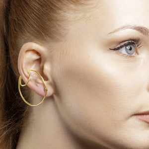 Gold Hoop Ear Cuff Stud Earrings - Otis Jaxon Silver Jewellery