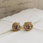 Gold Peacock Pearl Nest Stud Earrings - Otis Jaxon Silver Jewellery