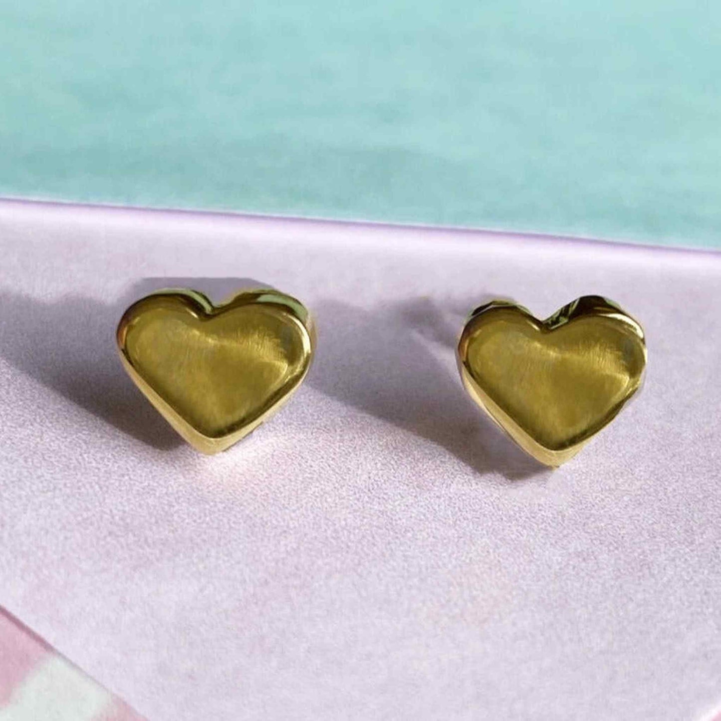 Yellow Gold Heart Silver Stud Earrings - Otis Jaxon Silver Jewellery