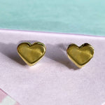 Yellow Gold Heart Silver Stud Earrings - Otis Jaxon Silver Jewellery