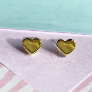 Yellow Gold Heart Silver Stud Earrings - Otis Jaxon Silver Jewellery