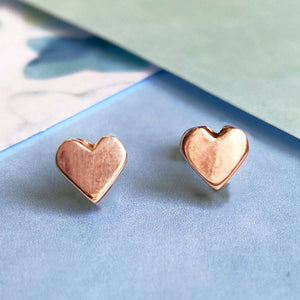 Rose Gold Heart Silver Stud Earrings - Otis Jaxon Silver Jewellery