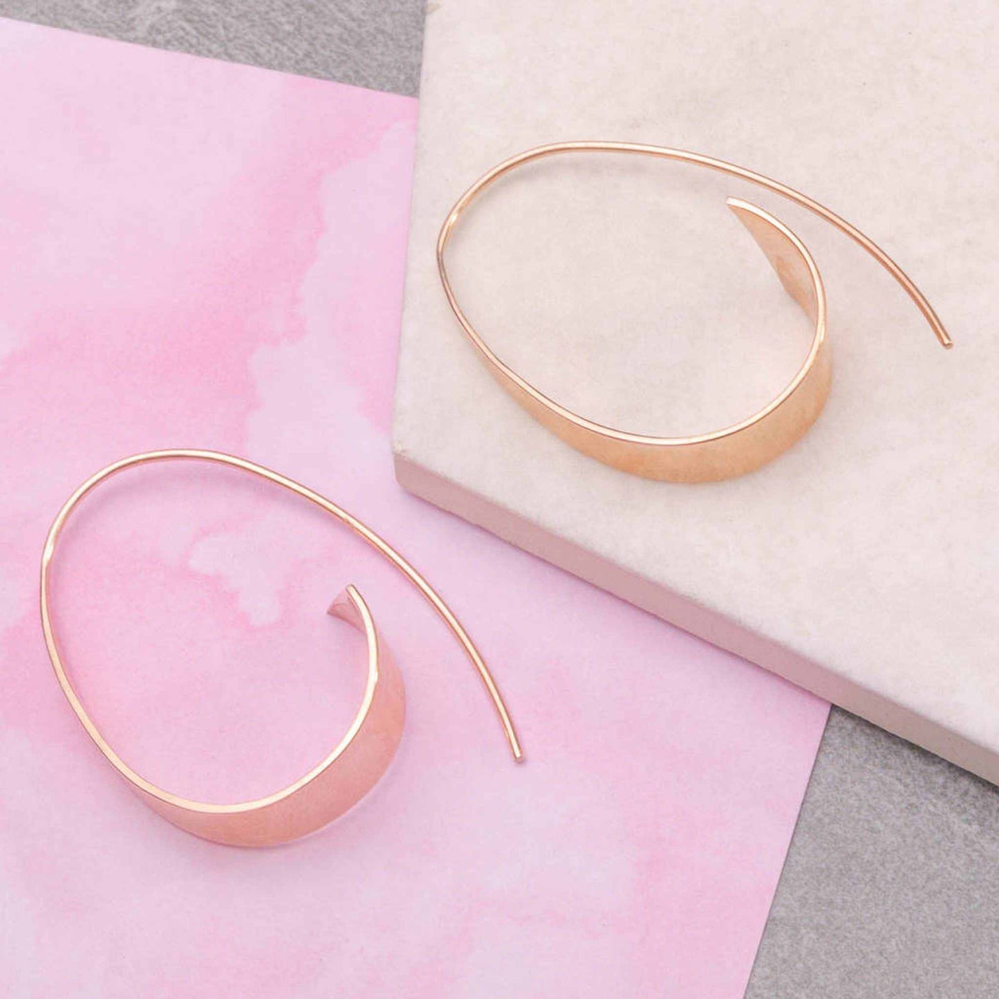 Curled Ribbon Rose Gold Hoop Earrings - Otis Jaxon Silver Jewellery