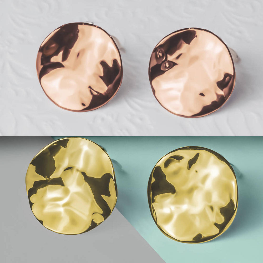 
            
                Load image into Gallery viewer, Gold and Rose Gold Textured Clip On Earrings - Otis Jaxon Silver Jewellery
            
        