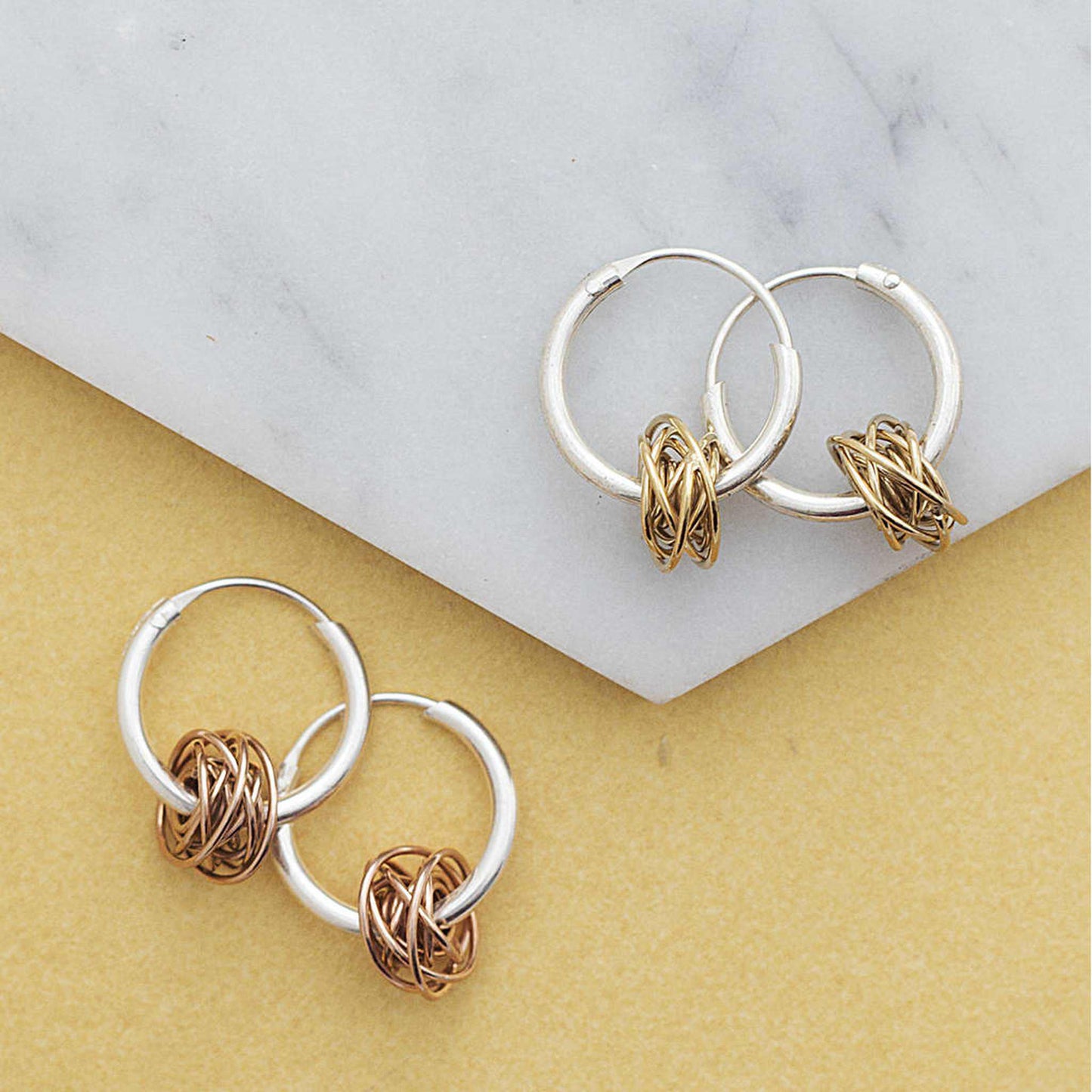 Gold/Rose Gold Nest Silver Hoop Earrings - Otis Jaxon Silver Jewellery