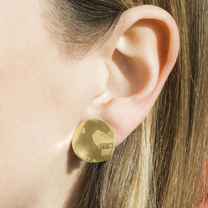 Gold Round Clip On Earrings - Otis Jaxon Silver Jewellery