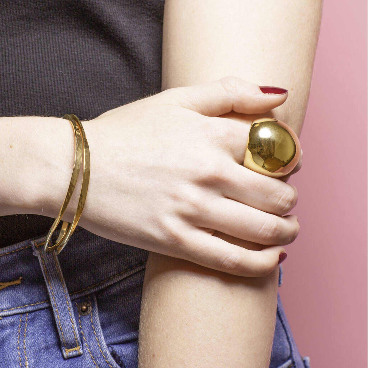 Gold Sphere Statement Ring - Otis Jaxon Silver Jewellery
