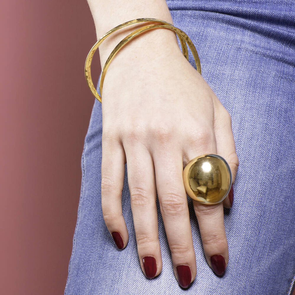 Gold Sphere Statement Ring - Otis Jaxon Silver Jewellery