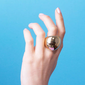 Gold Sphere Statement Ring - Otis Jaxon Silver Jewellery