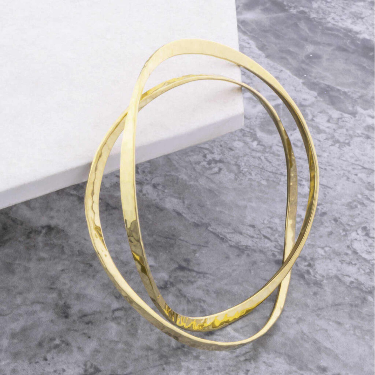 Gold Textured Round Stacking Silver Bangles - Otis Jaxon Silver Jewellery