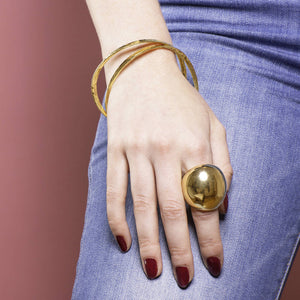 Gold Textured Round Stacking Silver Bangles - Otis Jaxon Silver Jewellery