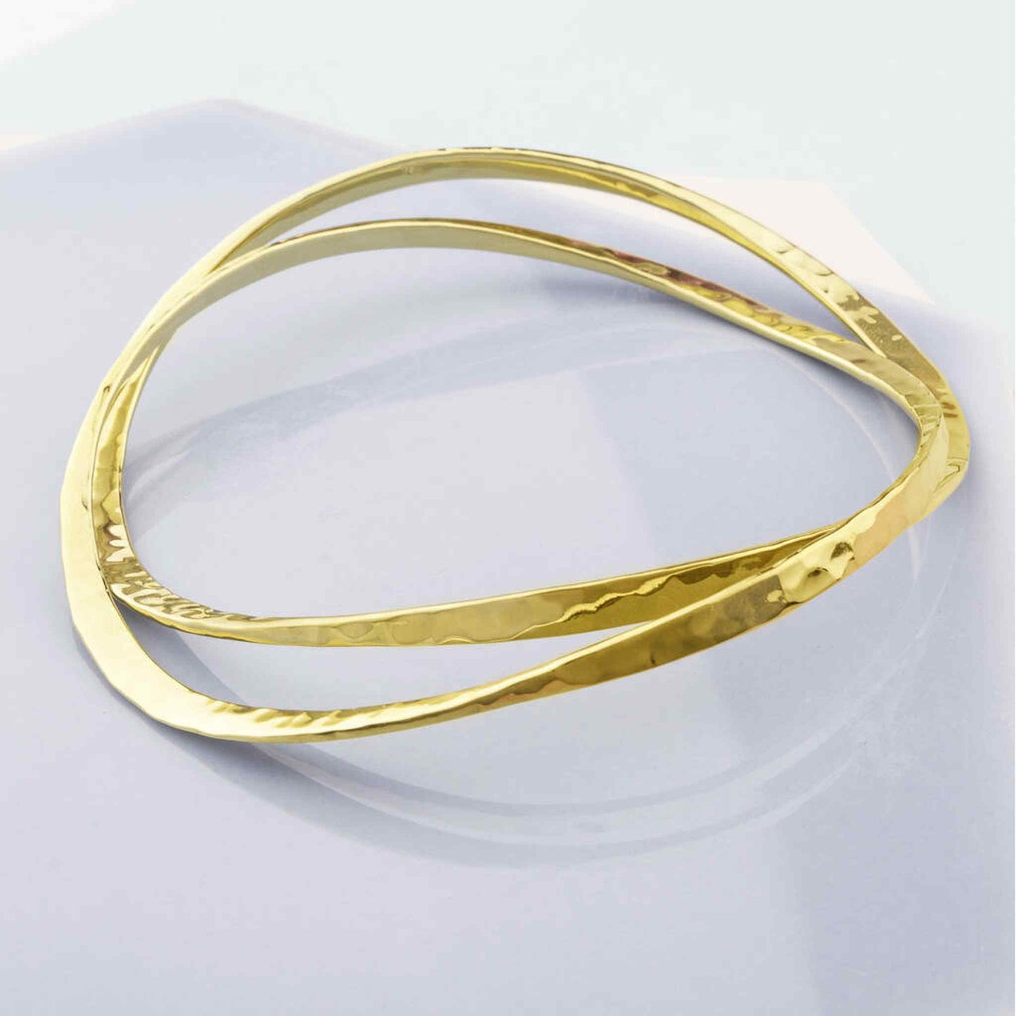 Gold Textured Round Stacking Silver Bangles - Otis Jaxon Silver Jewellery