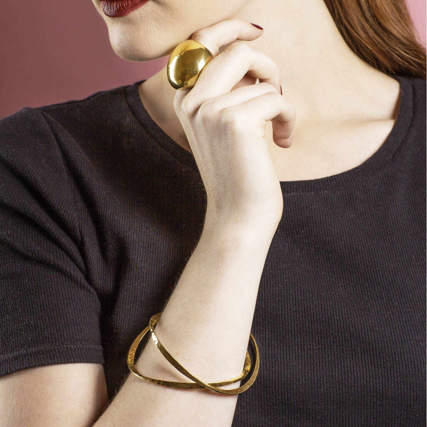 Gold Textured Round Stacking Silver Bangles - Otis Jaxon Silver Jewellery