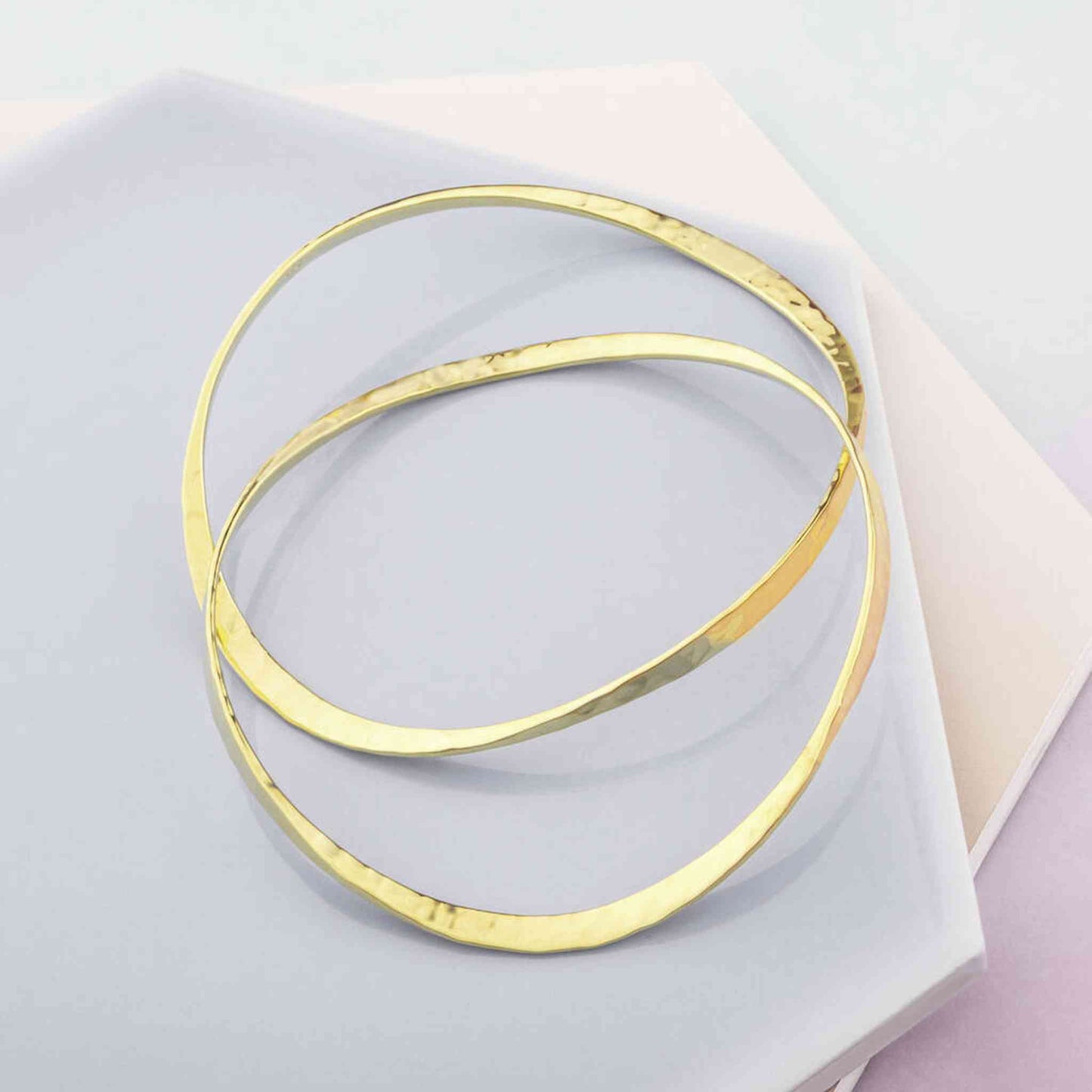 Gold Textured Round Stacking Silver Bangles - Otis Jaxon Silver Jewellery