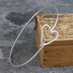Heart Hinged Silver Bangle - Otis Jaxon Silver Jewellery
