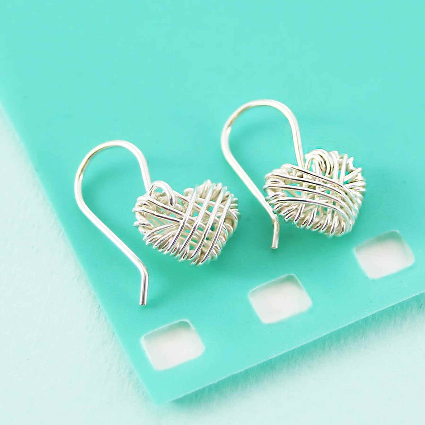 Woven Heart Silver Stud Earrings - Otis Jaxon Silver Jewellery