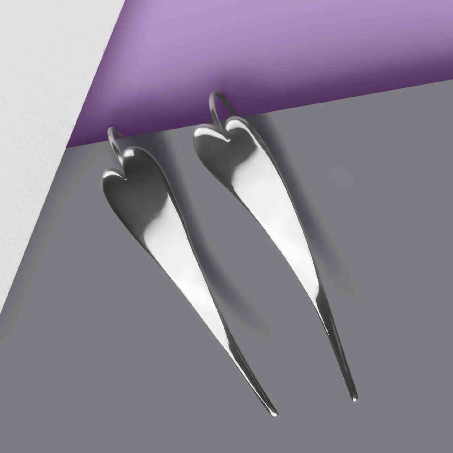 Large Curved Silver Heart Earrings - Otis Jaxon Silver Jewellery