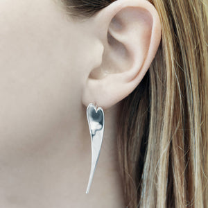 Large Curved Silver Heart Pendant Necklace - Otis Jaxon Silver Jewellery