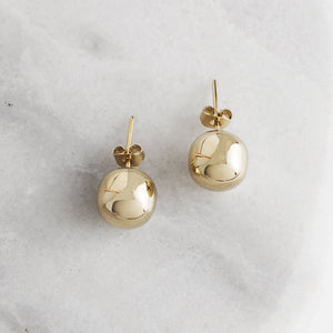 
            
                Load image into Gallery viewer, Gold Classic Large Ball Stud Earrings - Otis Jaxon Silver Jewellery
            
        