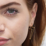 Gold Lightning Bolt Hoop Stud Earrings - Otis Jaxon Silver Jewellery