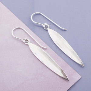 Silver Petal Long Drop Earrings - Otis Jaxon Silver Jewellery