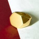 Men's Hexagonal 18k Gold Plated Silver Signet Ring - Otis Jaxon Silver Jewellery