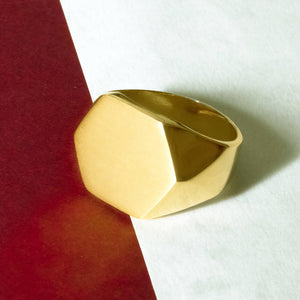 
            
                Load image into Gallery viewer, Men&amp;#39;s Hexagonal 18k Gold Plated Silver Signet Ring - Otis Jaxon Silver Jewellery
            
        