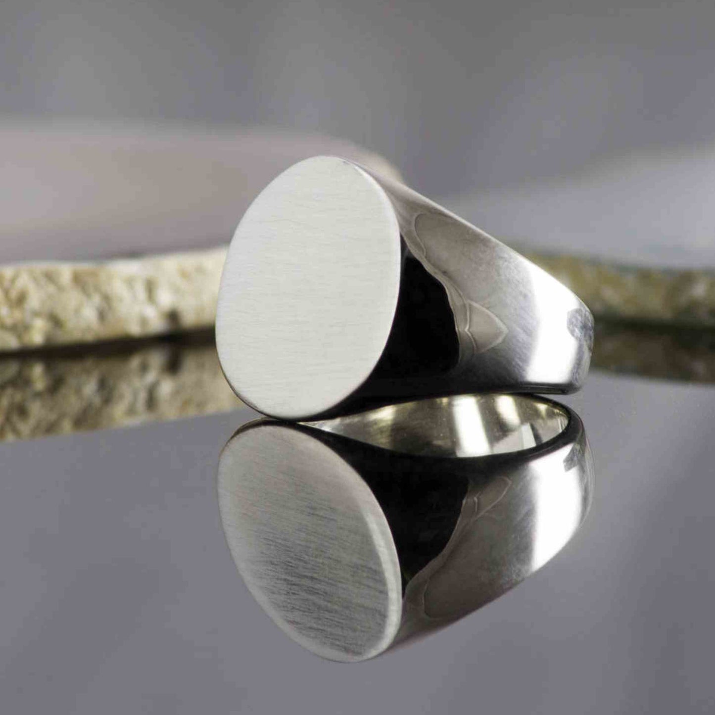 Circular Solid Silver/Gold Mens Signet Ring - Otis Jaxon Silver Jewellery