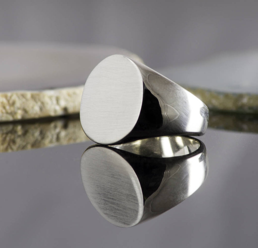 Circular Solid Silver/Gold Mens Signet Ring - Otis Jaxon Silver Jewellery