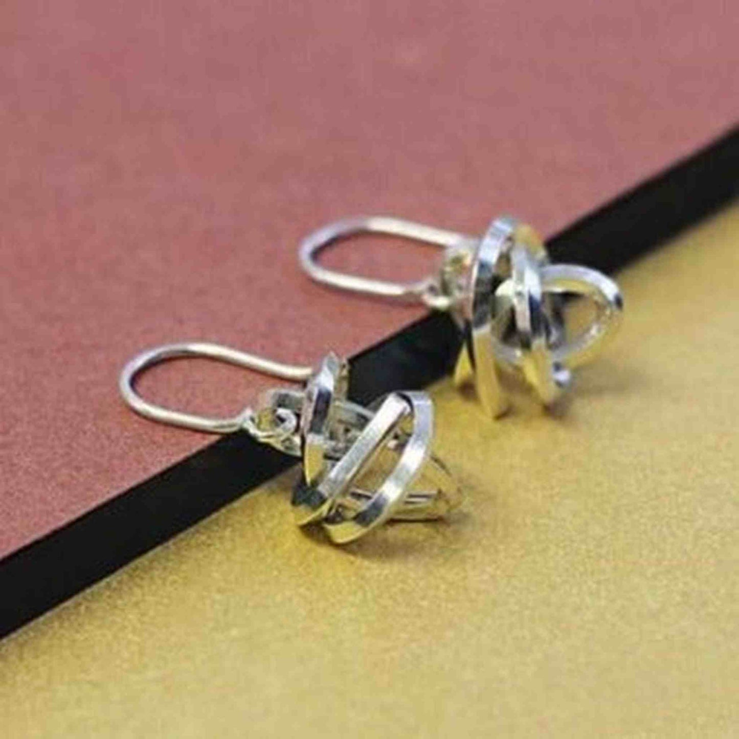 Modern Knot Silver Drop Earrings - Otis Jaxon Silver Jewellery