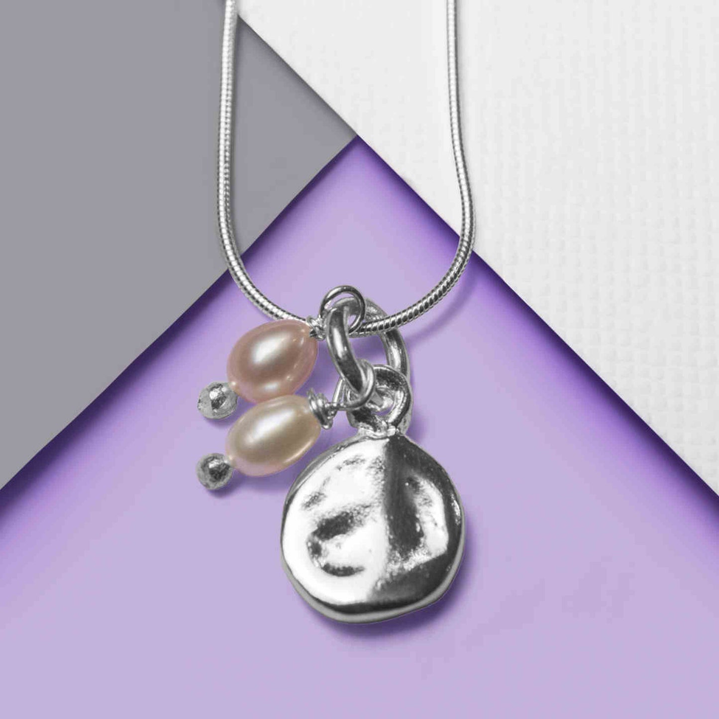 Organic Round Silver Pearl Drop Earrings - Otis Jaxon Silver Jewellery