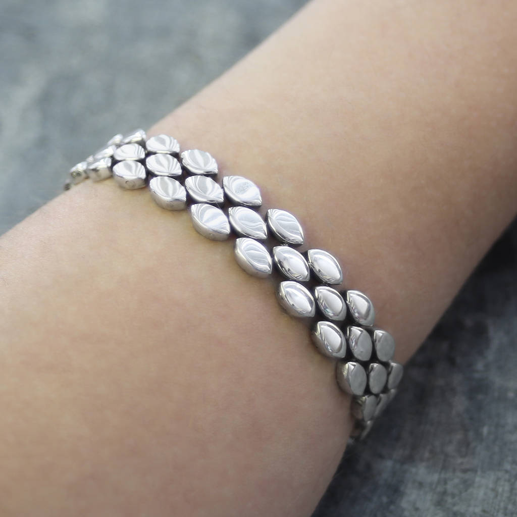 Chunky Sterling Silver Oval Bracelet