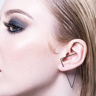 Oxidised Black Triangle Ear Cuff Earring - Otis Jaxon Silver Jewellery