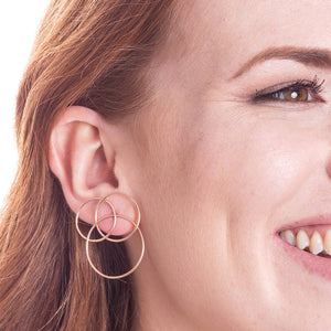 Rose Gold Circle Statement Geometric Stud Earrings - Otis Jaxon Silver Jewellery