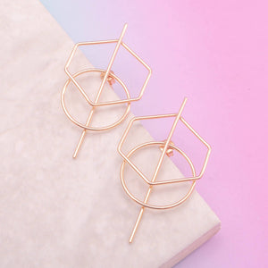 Rose Gold Geometric Hexagon Stud Earrings - Otis Jaxon Silver Jewellery