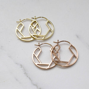 Rose Gold/Gold Geometric Round Hoop Earrings - Otis Jaxon Silver Jewellery